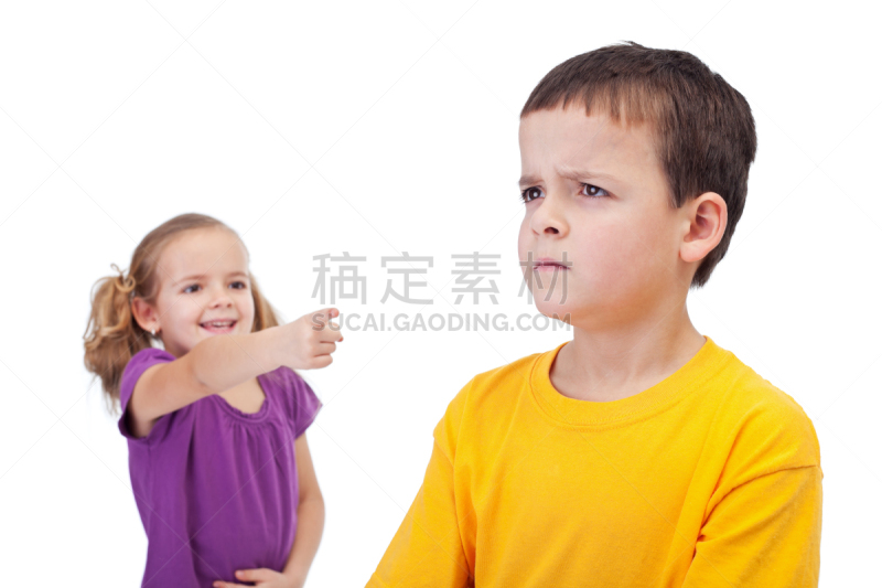 轻蔑的,男孩,女孩,未成年学生,概念,水平画幅,人的嘴,残酷的,舌头,兄弟姐妹