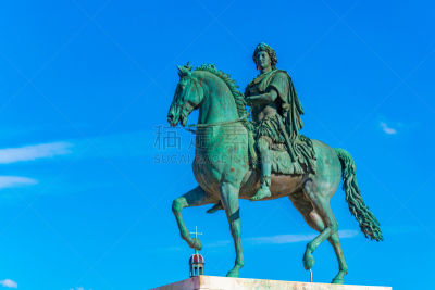 法国,雕像,里昂,白来果广场,louis xiv,传统,人类居住地,夏天,天空,旅行者