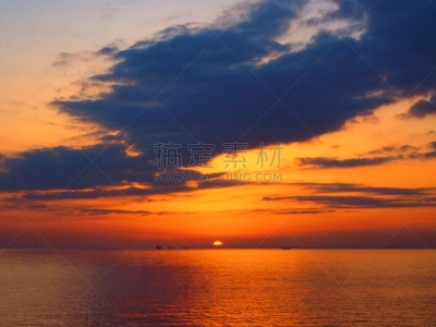 日本,幕张市,海滩,千叶市,看风景,曙暮光,云,橙色,黄昏,背景