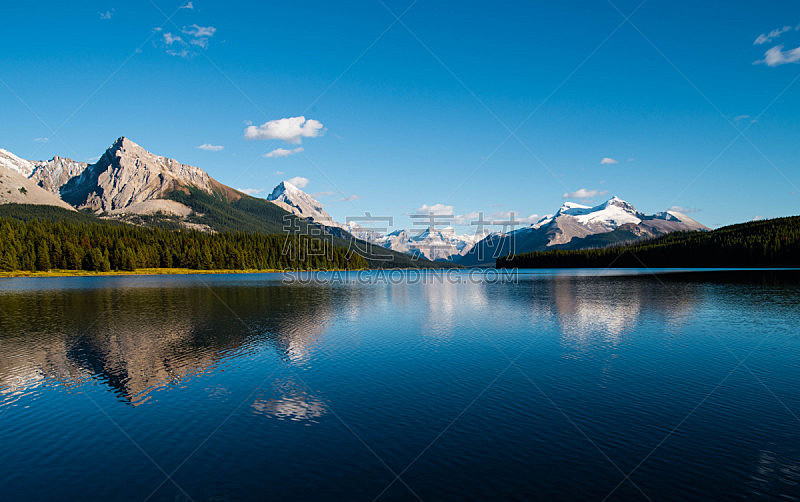 雪山,山,水,天空,加拿大,水平画幅,雪,无人,蓝色,户外