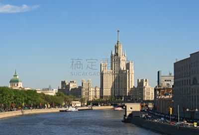斯大林,建筑外部,时间,交通,莫斯科,城墙,河流,夏天,户外,斯大林式建筑