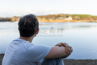湖,青年人,维吉尼亚,sir thomas fairfax,沮丧,男人,公园,看,莱斯顿,坐