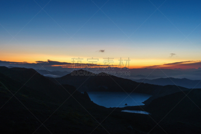 火山湖,山,黎明,草津,草津山,群马县,天空,美,国家公园,休闲活动