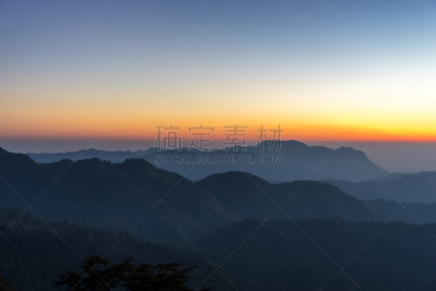 泰国,山,黎明,自然,地形,在上面,自然美,天空,美,水平画幅