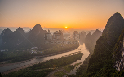 桂林,地形,黎明,兴平,龙胜,漓江,阳朔,喀斯特,水平画幅,山