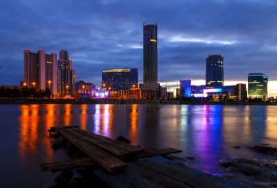 城市天际线,夜晚,城镇,叶卡捷林堡,俄罗斯,商务,灯笼,城镇景观,海峡,现代