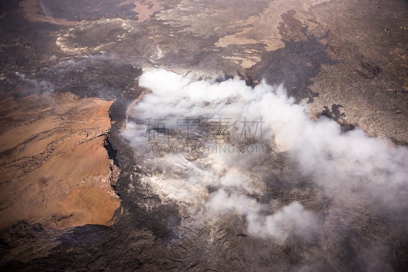 夏威夷大岛,住房,几劳亚活火山,水平画幅,熔岩,太平洋岛屿,房地产,户外,房屋,烟