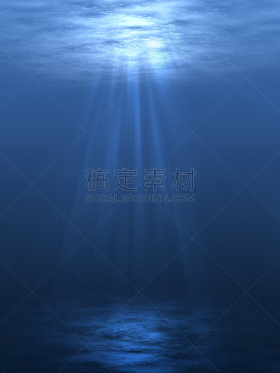 水下,海底,在底端,深的,水面,阳光光束,海洋,平视角,在下面,水