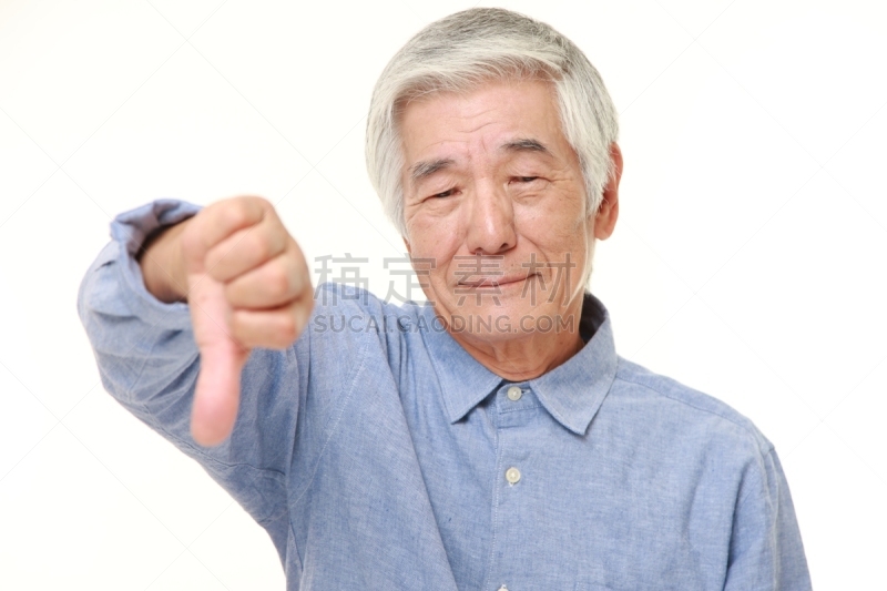 大拇指朝下,日本人,做手势,老年人,男人,强迫性的,水平画幅,仅男人,仅成年人,商业金融和工业