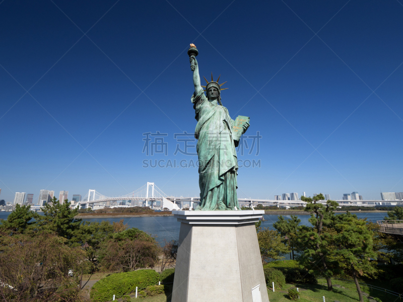 东京,台场,自由女神像,国内著名景点,城市生活,台场海滨公园,公园,水面,东京湾,户外