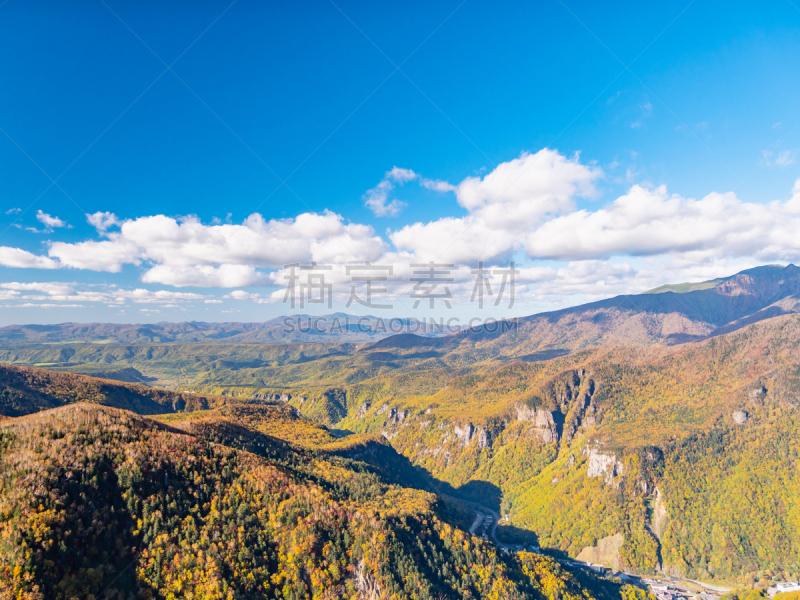 日本,山谷,风景,北海道,山,斑点,东,自然美,居住区,获胜