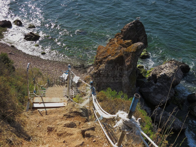 楼梯,通向海滩,王子岛群,马尔马拉海,野外定向,秘密,旅途,土耳其,绳子,伊斯坦布尔