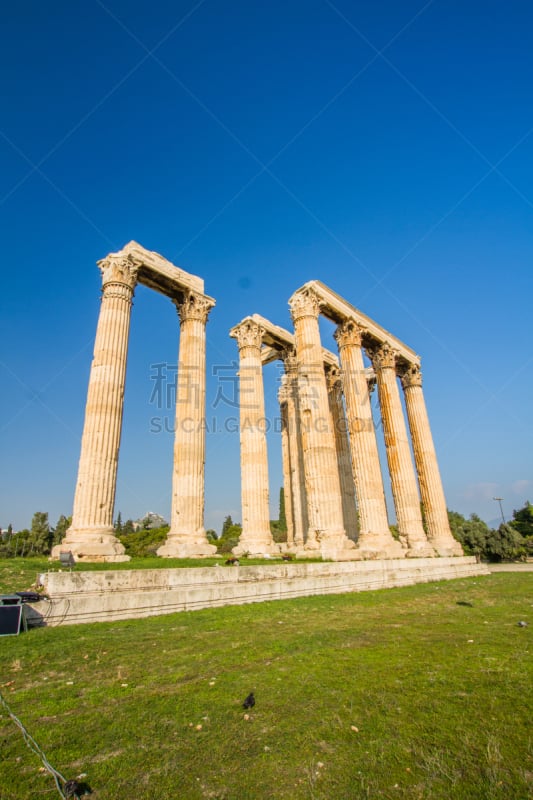 Athens, Greece – Temple of the Olympian Zeus, Athens, Greece with tourists on October 24 2018 in Greece.