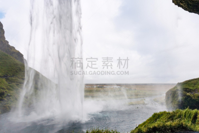 风景,seljalandsfoss waterfall,洞穴,水,水平画幅,瀑布,无人,九月
