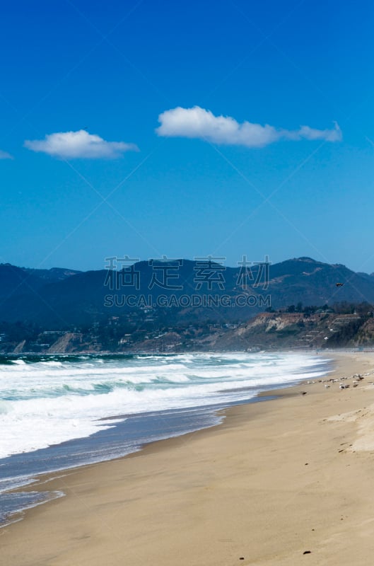 海滩,地形,波浪,太平洋,圣莫尼卡,阴影对焦,垂直画幅,水,天空,美