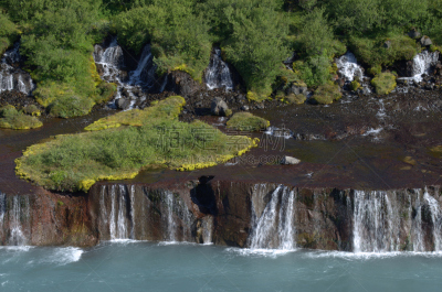 瀑布,Hraunfossar,冰岛国,西北省,水,美,水平画幅,无人,火山地形,纯净