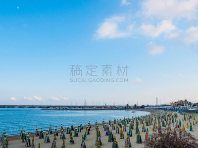 海滩,遮阳伞,自然,水,水平画幅,沙子,无人,夏天,圣瑞莫,圣雷莫