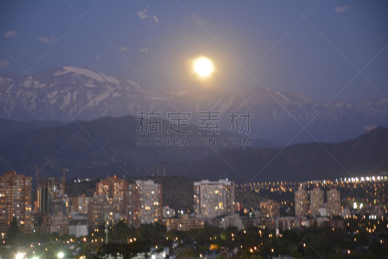 月亮,山,智利,圣地亚哥德古巴,安地斯山脉,充满的,mount anderson,月光酒,天空,水平画幅