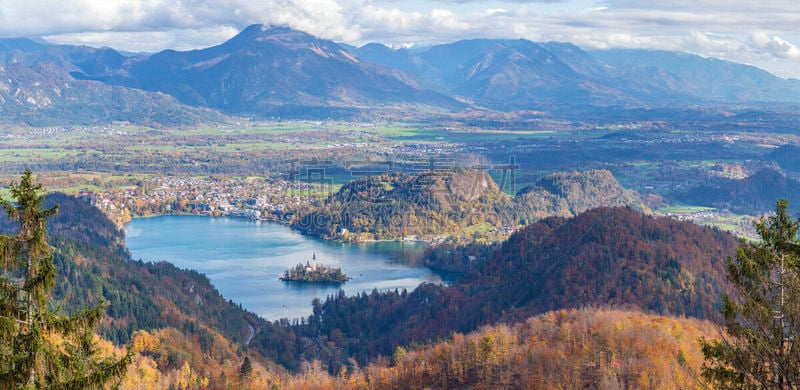 布雷德湖,布雷得,著名景点,湖,户外,天空,julian alps,城堡,欧洲