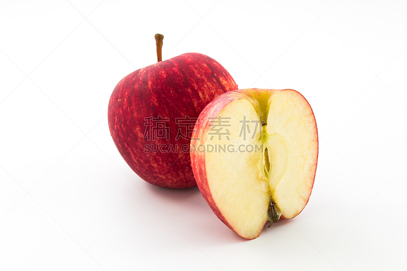 熟的,红色,苹果,白色,分离着色,蛇果,苹果核,水平画幅,无人,生食