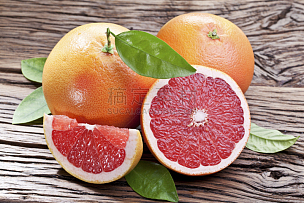 葡萄柚,叶子,桌子,水平画幅,绿色,橙色,木制,水果,无人,柠檬