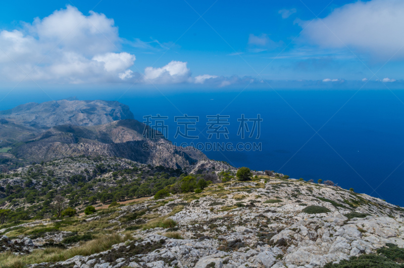 马略卡,sierra de tramuntana,全景,自然美,西班牙,大丹狗,巴利阿里群岛,天空,夏天,自由