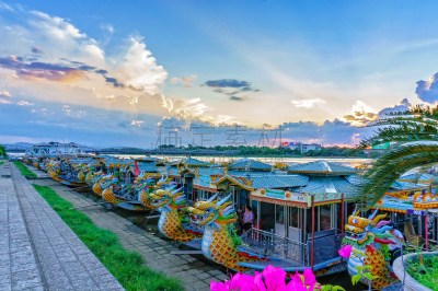 龙舟赛,越南,水平画幅,无人,承天顺化,自驾游,龙,摄影,旅游,旅行