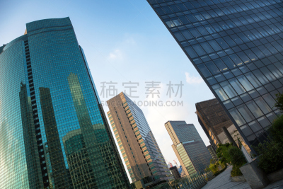 银座,办公室,天空,未来,新的,水平画幅,无人,玻璃,透视图