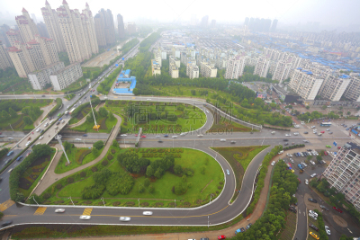 高架道路,城市,航拍视角,水平画幅,高视角,无人,市区路,半空中,交通,户外