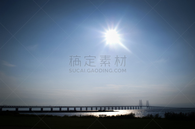 厄勒大桥,在上面,马尔默,哥本哈根,厄勒海峡地区,商务,视角,瑞典,斯堪的纳维亚半岛,仅天空