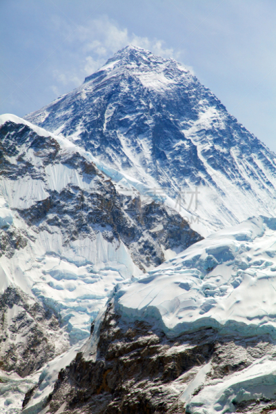 在上面,山,风景,珠穆朗玛峰,冰瀑,卡拉帕塔峰,khumbu glacier,岩面,serac,努子峰