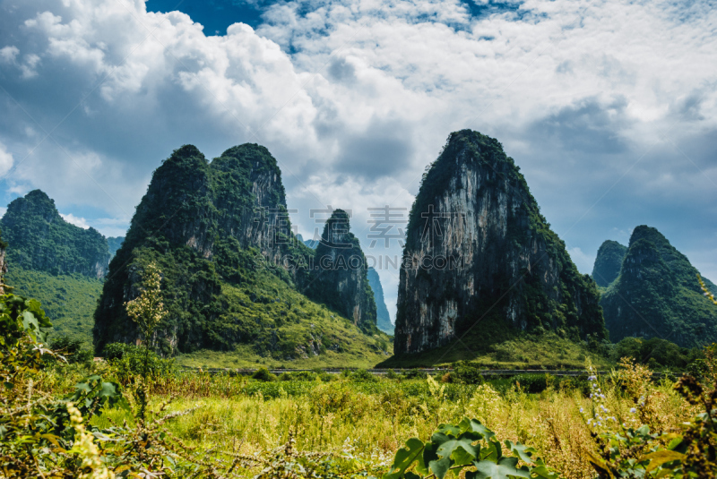 喀斯特,山脉,风景,法明顿山,桂林山水,天空,水平画幅,高视角,林区,岩层