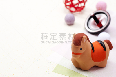 新年,小雕像,马,个人随身用品,马年,和纸,十二生肖,留白,水平画幅,无人