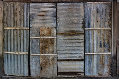 金属板,缅甸,瓦楞纸板,生锈的,曼德勒,墙,瓦楞铁,门口,灰色,建筑物门