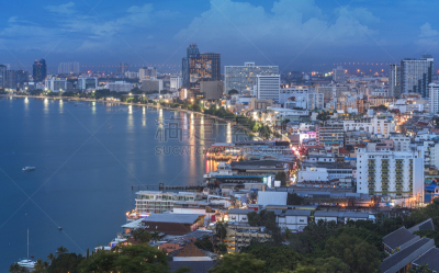 夜晚,泰国,都市风景,芭堤雅,视角,城市沙滩,水,天空,美,度假胜地