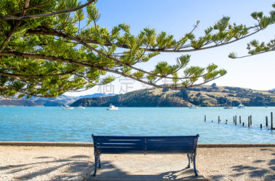 风景,新西兰,akaroa,新西兰南岛,自然美,水,天空,美,新的,长椅