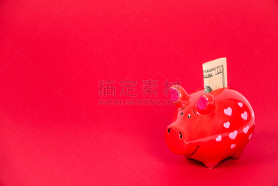 小猪扑满,红色,储蓄,水平画幅,银行,无人,安全,瑞典,十二月,经济