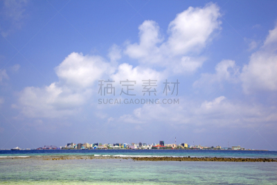 岛,马尔代夫,水,水平画幅,沙子,无人,海港,马累,户外,都市风景