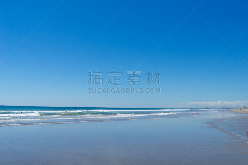 远距离,人,海滩,自然美,休闲活动,天气,海浪,波浪,丰盛湾,夏天