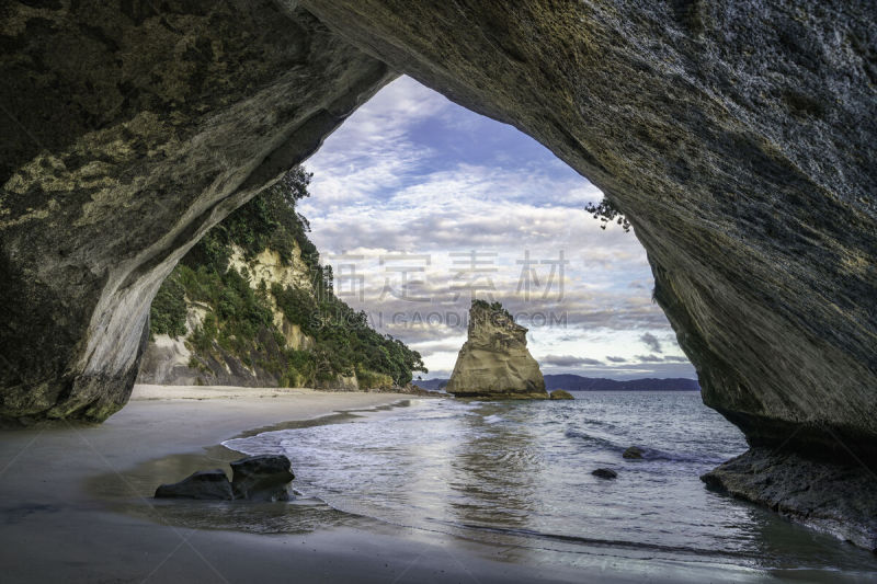 cathedral cove,新西兰,洞穴,科罗曼德尔半岛,看风景,水,沙子,岩层,夏天,拱门