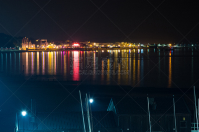 夜晚,桑当,海湾,水,城镇景观,低照明,滨水,都市风景,海滩,城镇