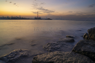 餐馆,海洋,地形,科威特市,巴比伦,商用码头,海港,曙暮光,黄昏,波斯湾