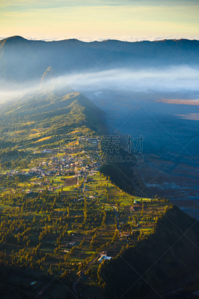 印度尼西亚,火山,东,爪哇,bromo-tengger-semeru national park,黎明,婆罗摩火山,几乎,乡村,时间