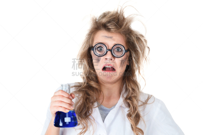 奇异的,化学家,平衡折角灯,代表,意外事件,化学,烧瓶,科学实验,锥形烧瓶,科学家