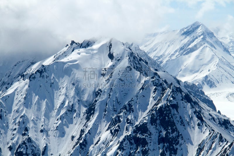 育空地区,山脉,水平画幅,雪,无人,库鲁阿尼山脉,户外,北美,白色,山