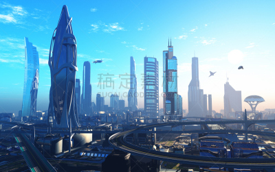 未来,水,天空,外立面,水平画幅,无人,户外,都市风景,现代,建筑业