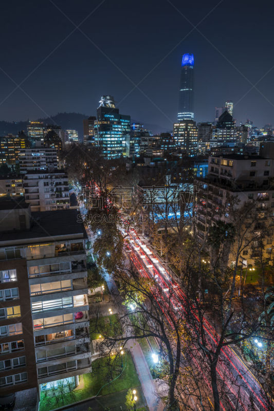 交通,交通堵塞,高峰时间,夜晚,非凡的,长时间曝光,圣地亚哥德古巴,都市风景,城市天际线,街道