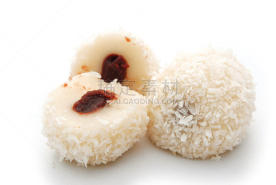 甜点心,白色背景,米饭炸肉饼,炸丸子,圆形,水平画幅,欲望,小吃,甜食