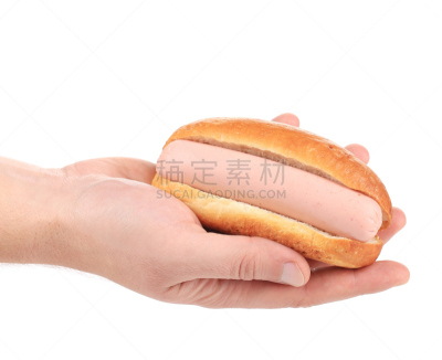 手,热狗,清新,格子烤肉,经加工的肉,水平画幅,膳食,肉,面包,白色