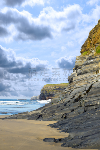 戈尔韦,爱尔兰共和国,巴利巴宁,岩面,垂直画幅,水,天空,度假胜地,沙子,无人